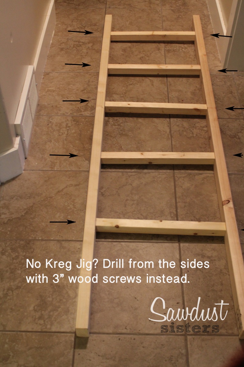 DIY Blanket Ladder. Build it for $6! Sawdustsisters.com
